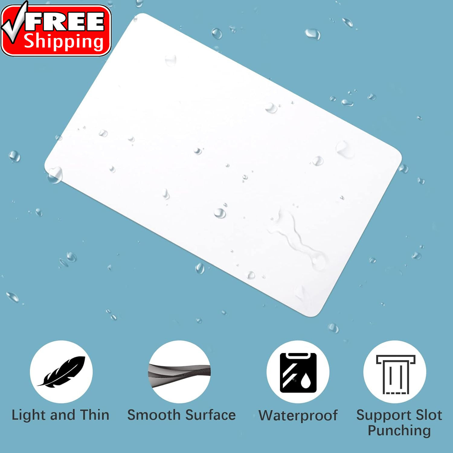 50 Pack Premium Blank PVC Cards, CR80 30 Mil Graphic Quality White Plastic Card
