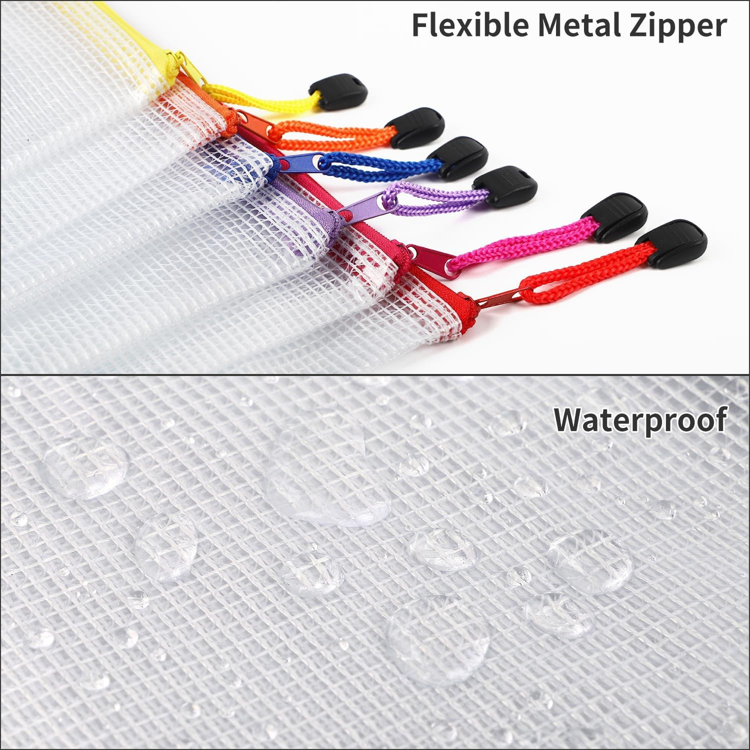 EOOUT 30Pcs Mesh Zipper Pouch Bags, 8 Sizes Plastic Zipper Bags, 8 Colors Waterp
