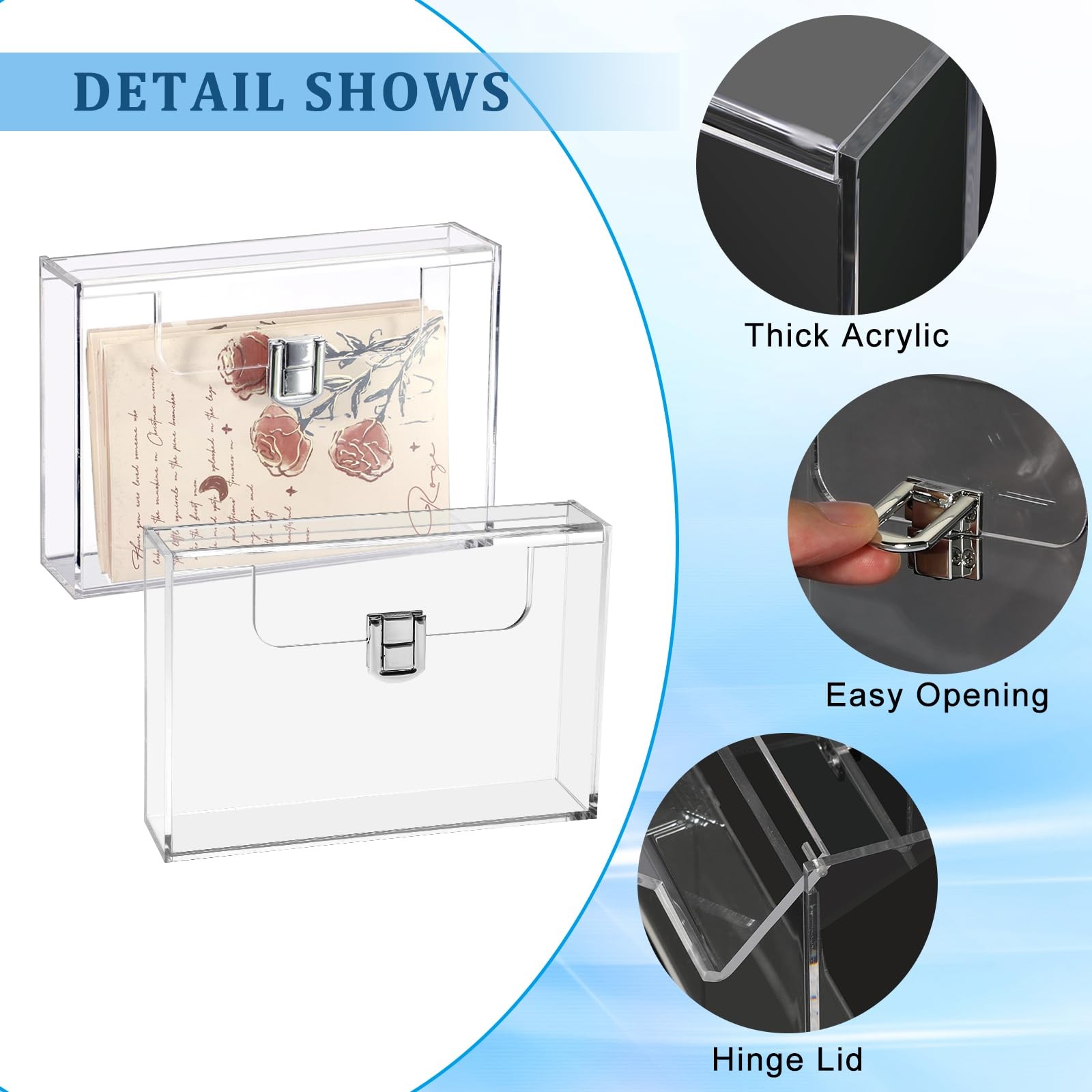 BTSKY 2 Pack Clear Acrylic Index Card Box for 4×6 Inch inch, Transparent