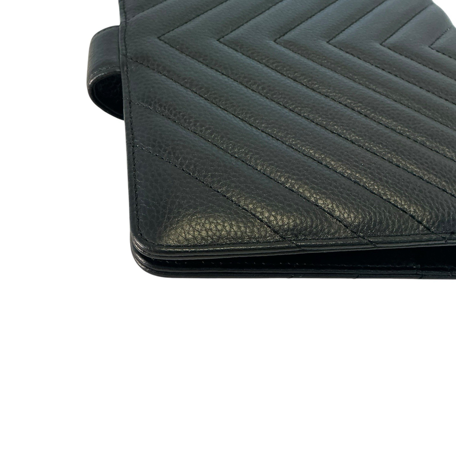 CLOTH & PAPER Leather Agenda Cover, A5 Large Black Quilted Leather Planner,