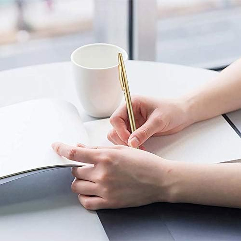 6 Pack Slim Gold Ballpoint Pens Black Ink 1 Mm – Black Ink, Nice Gift for Busine