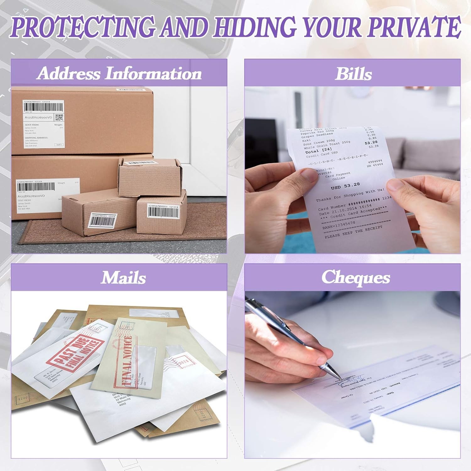Easy-to-Use 2-Pack Security Roller Stamp for Mailing and Identity Protection