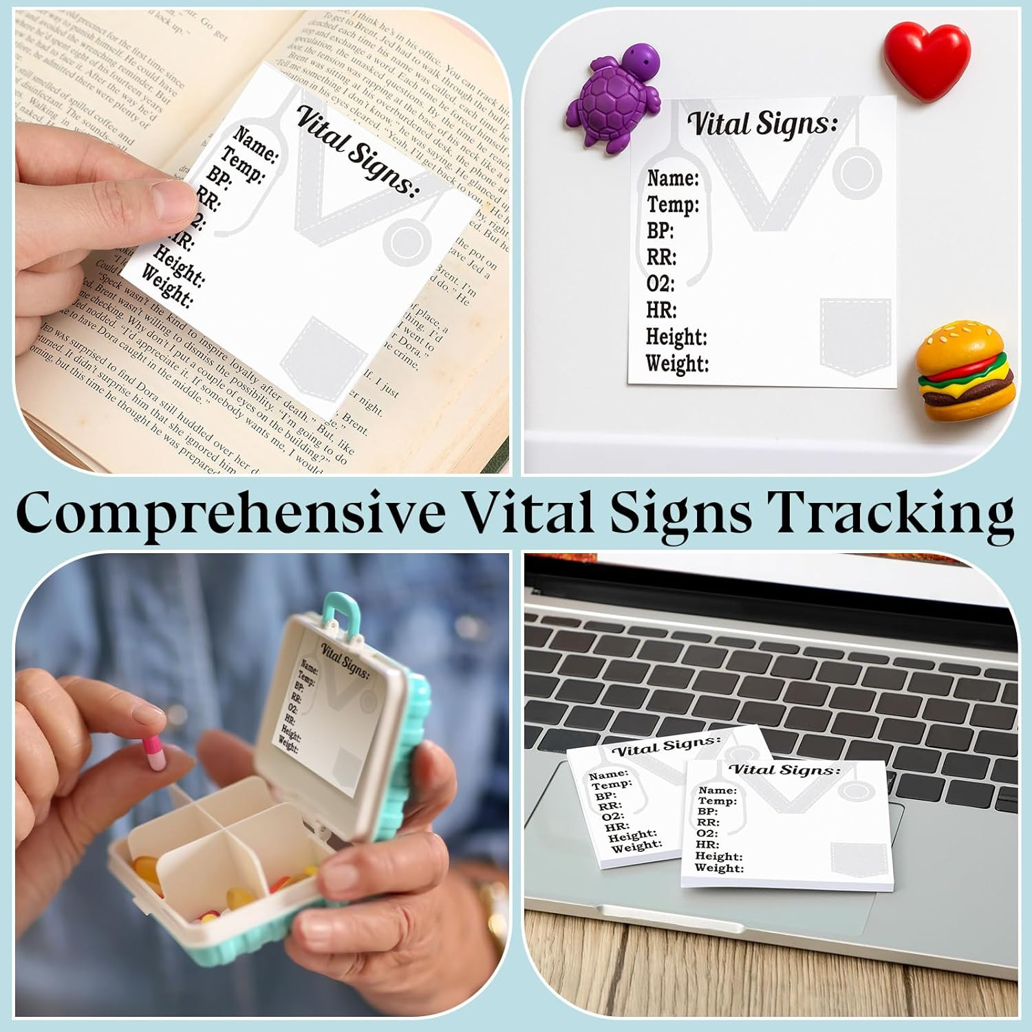 24 Pads 720 Sheets Nurse Sticky Notes for Vital Signs Nurses Week Gifts Daily Mo