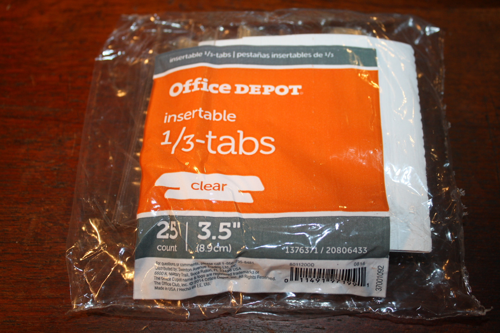 Office Depot Insertable Plastic Tabs, 1/3 Tab, 3 1/2 Inch, Clear Tab, 25/Pack