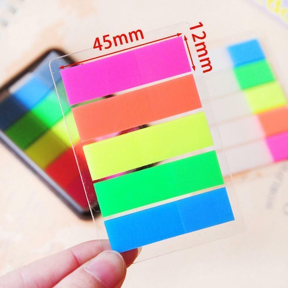 100Pcs Fluorescence Sticky Notes Memo Pad Loose-leaf Index Sticker Bookmark US