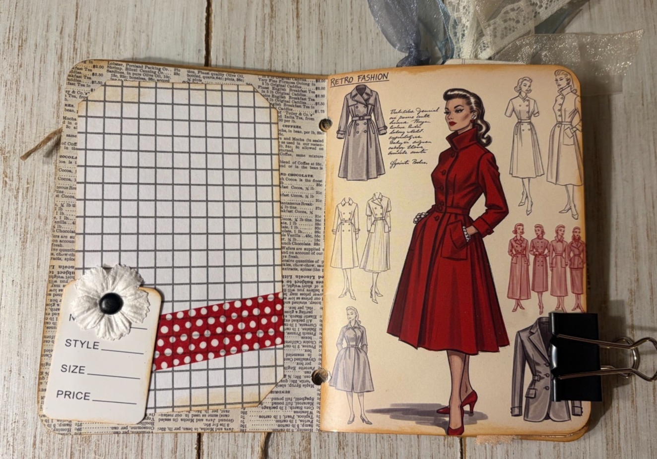 Junk Journal Handmade Booklet Book Vintage “1950’s Ladies” Pockets, Ephemera