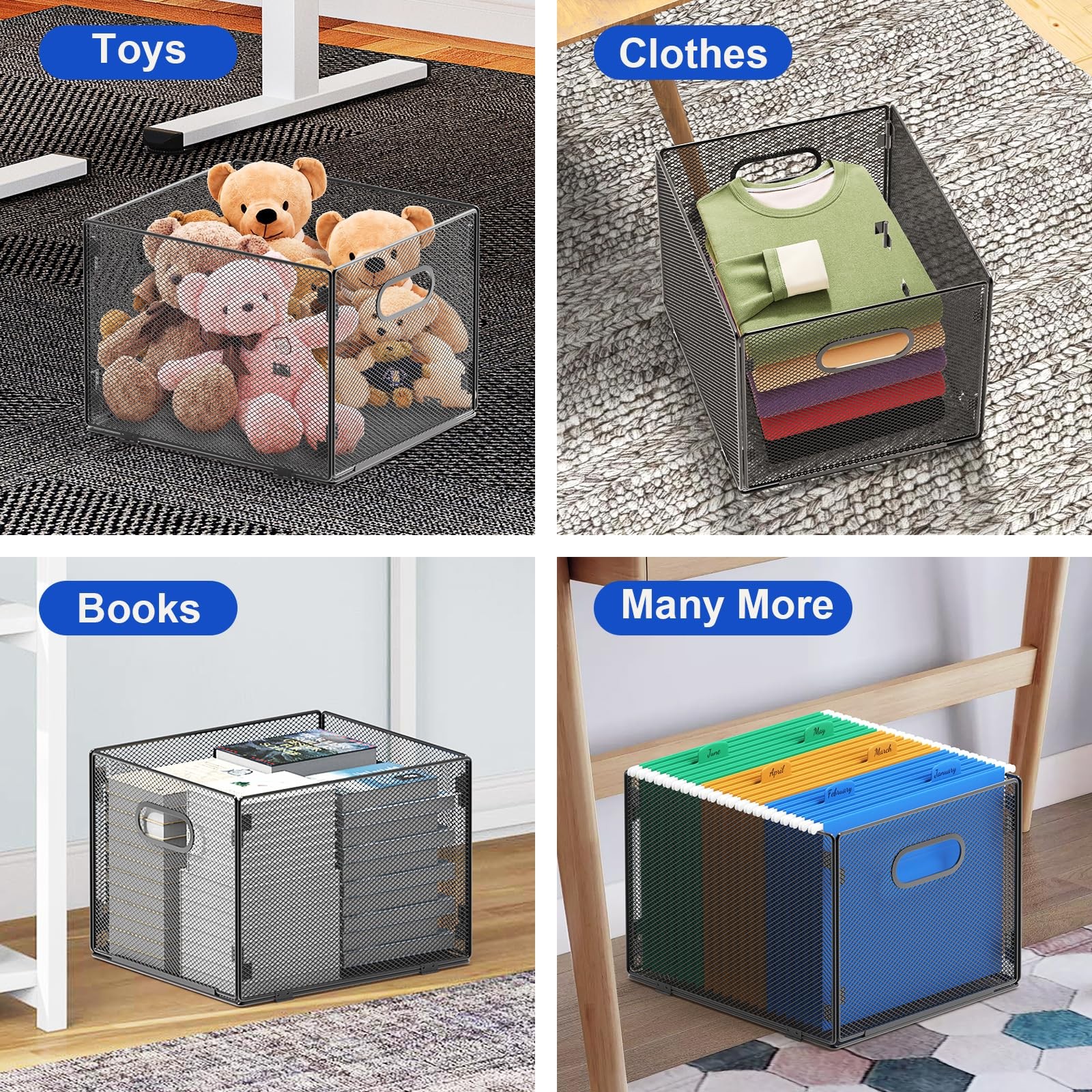 Hanging File Organizer – Mesh Folder Storage Box for Letter Size Files