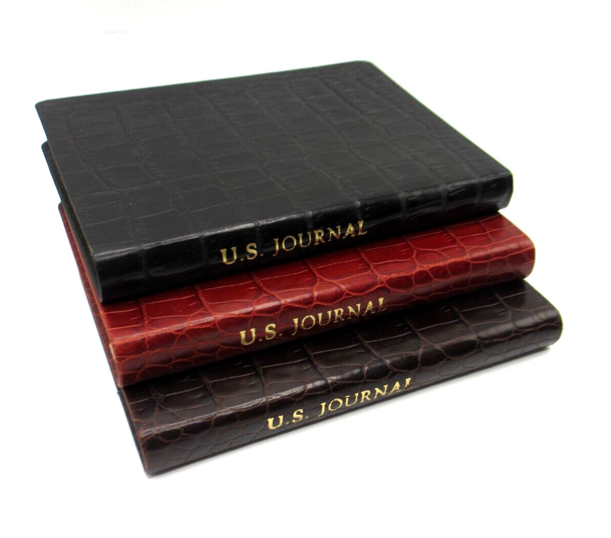 United States Travel Journal 6″ Soft Leather Cover Graphic Image 1995 Croc RED