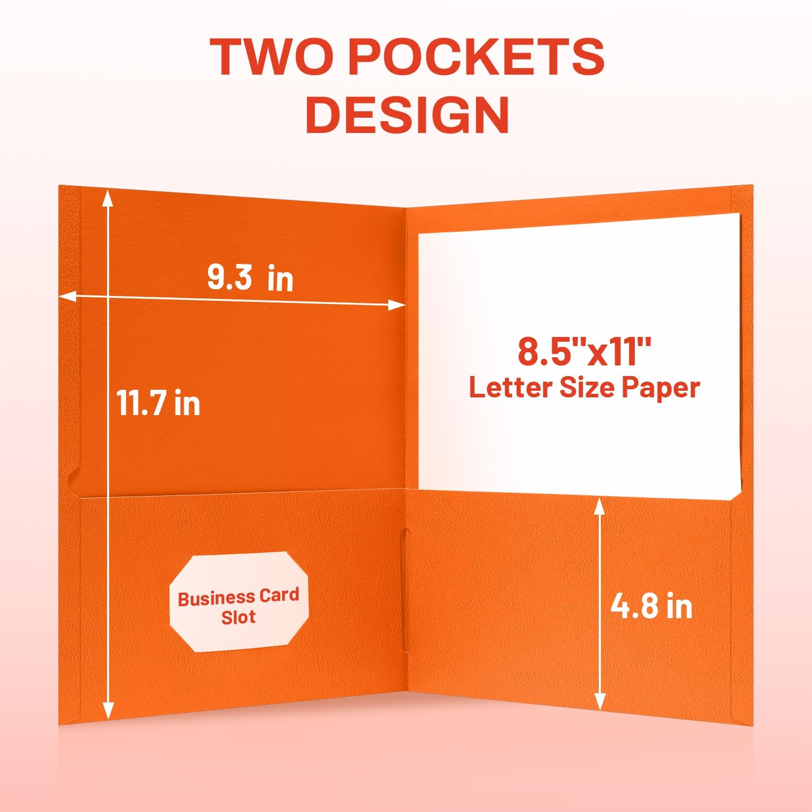 SUNEE Folders with Pockets (25 Pack, Orange), 2 Pocket Fit Orange