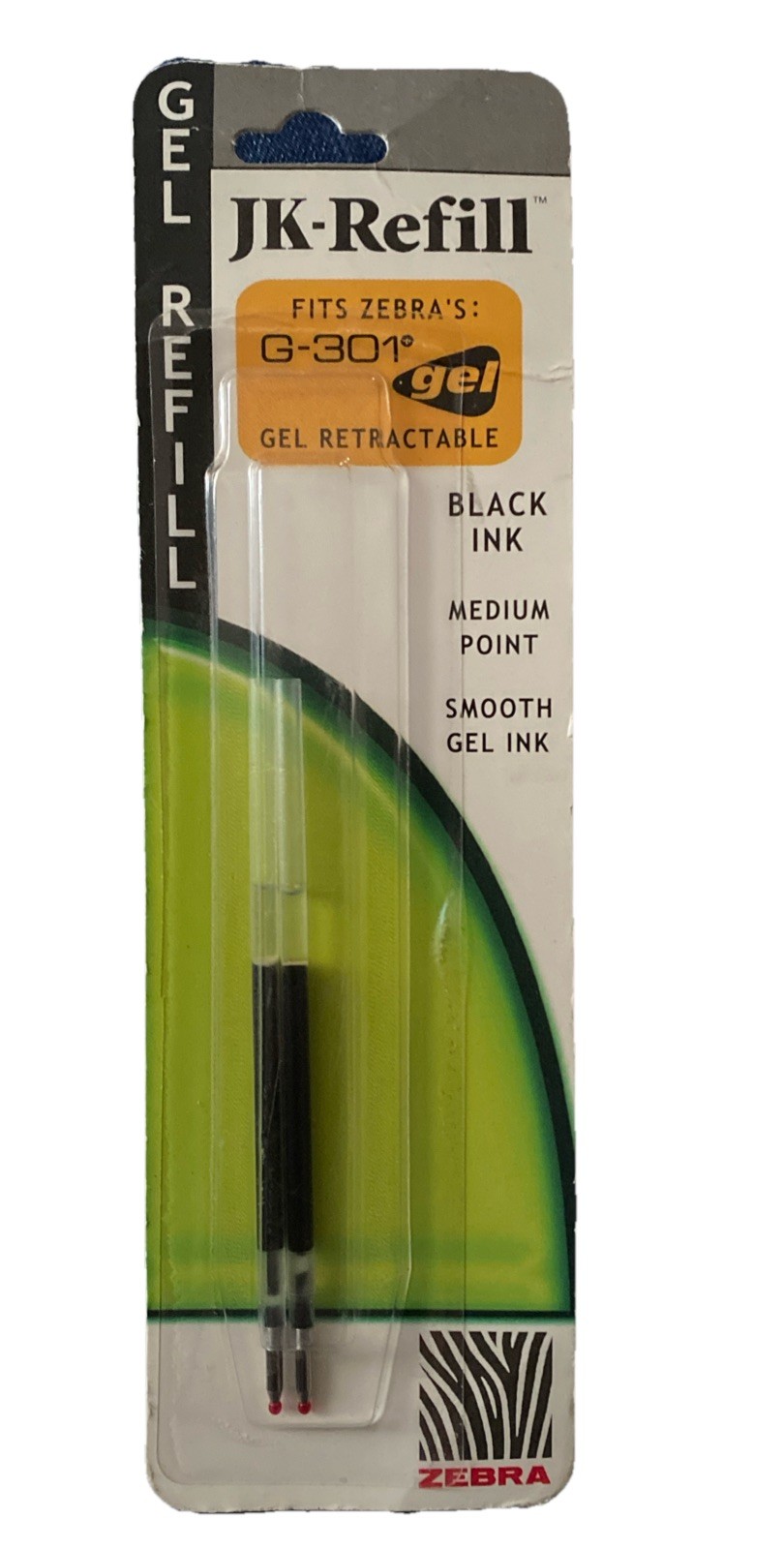 Zebra JK Refills for G301 Gel Rollerball Pens Medium Point 2 per pack ZEB88112
