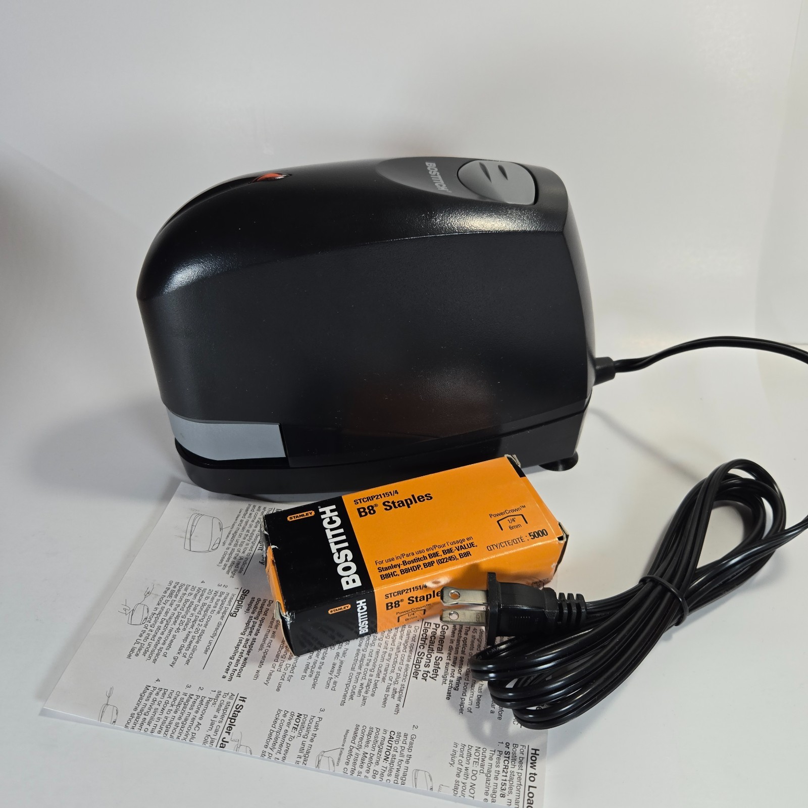 Bostitch B8 Heavy Duty Electric Stapler 45-Sheet Capacity Black w/ 5,000 Staples