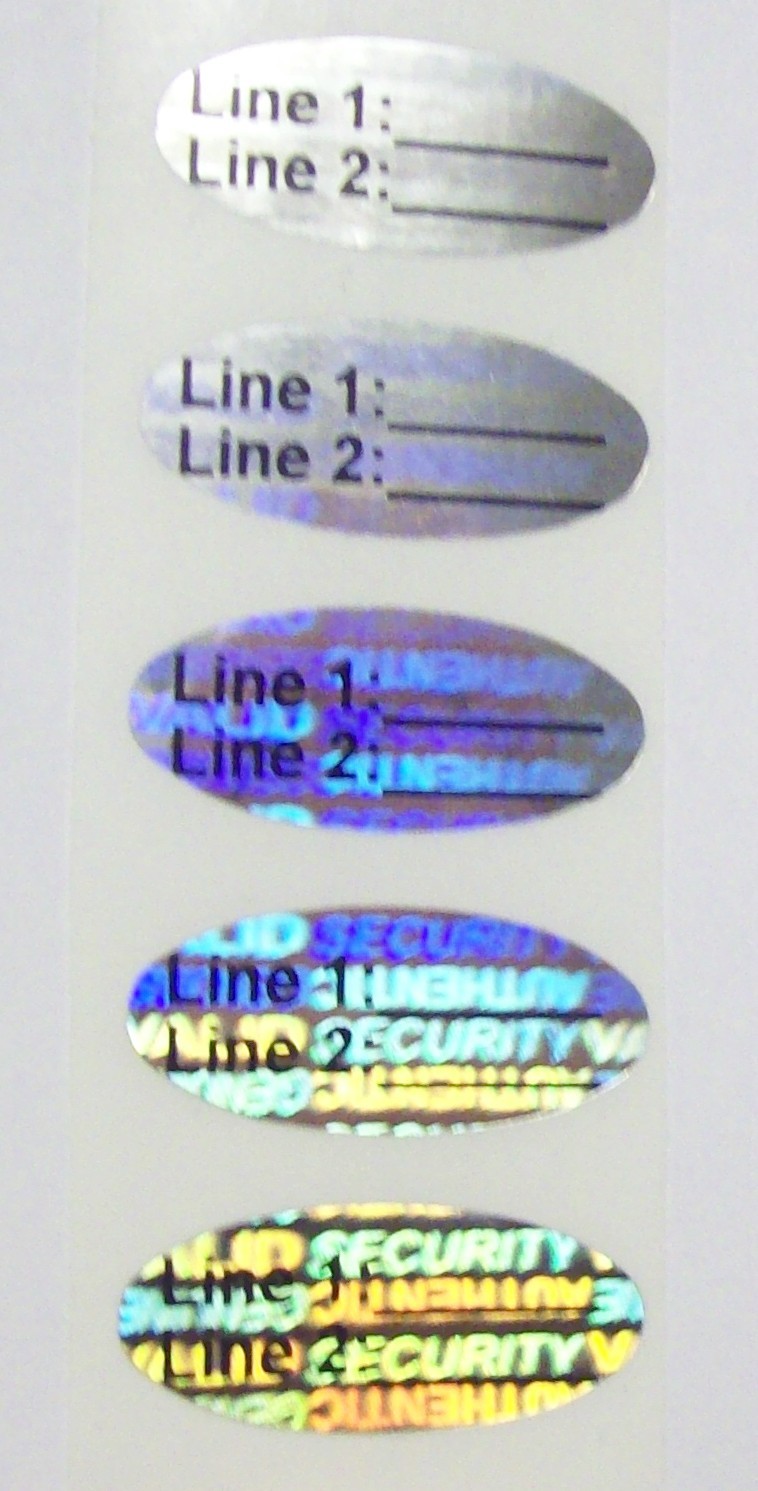 SVOc 1000 Custom Print SVAG Oval Hologram Tamper Evident Sticker Label Seals