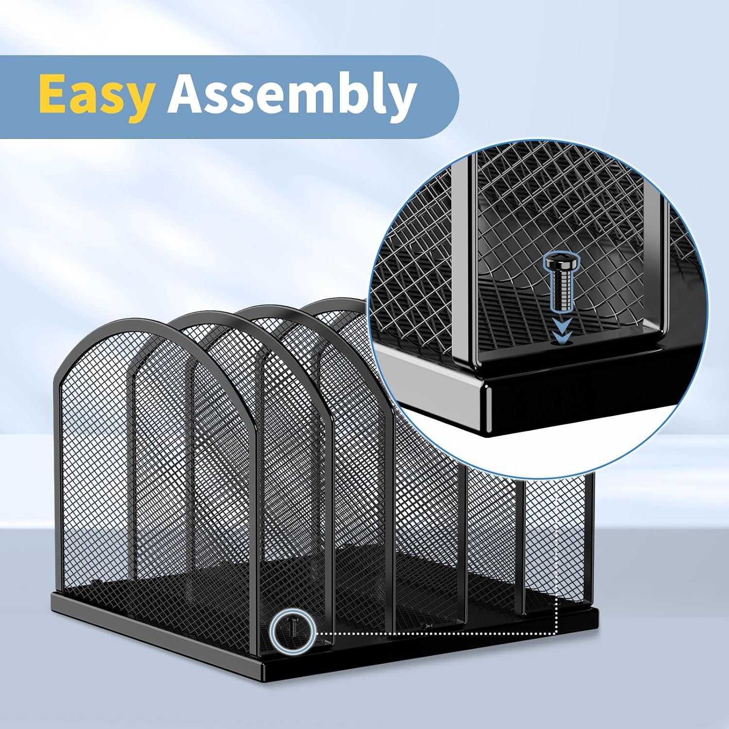 Gawerk 5-Section Vertical Desktop Organizer, 5-Section Mesh File Folder Stand So
