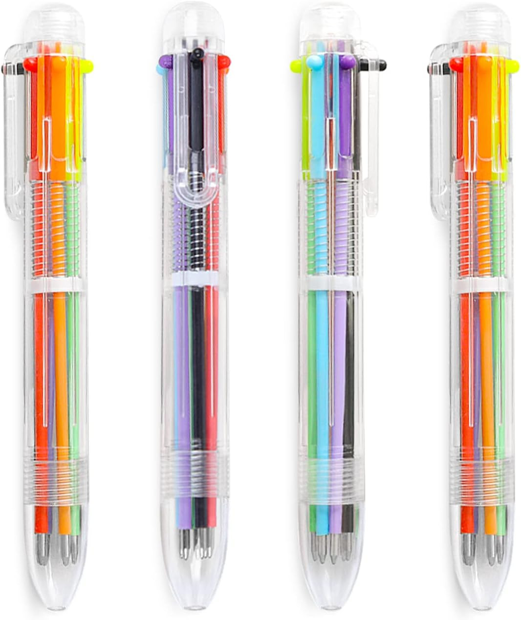 4 Pack 0.5Mm 6-In-1 Multicolor Ballpoint Pen 6 Colors Retractable