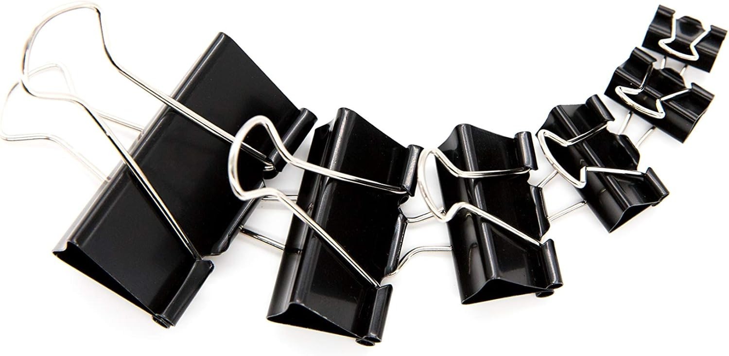 Binder Clips Paper Clamps Assorted Sizes Black XL, Large, Medium – 100pcs