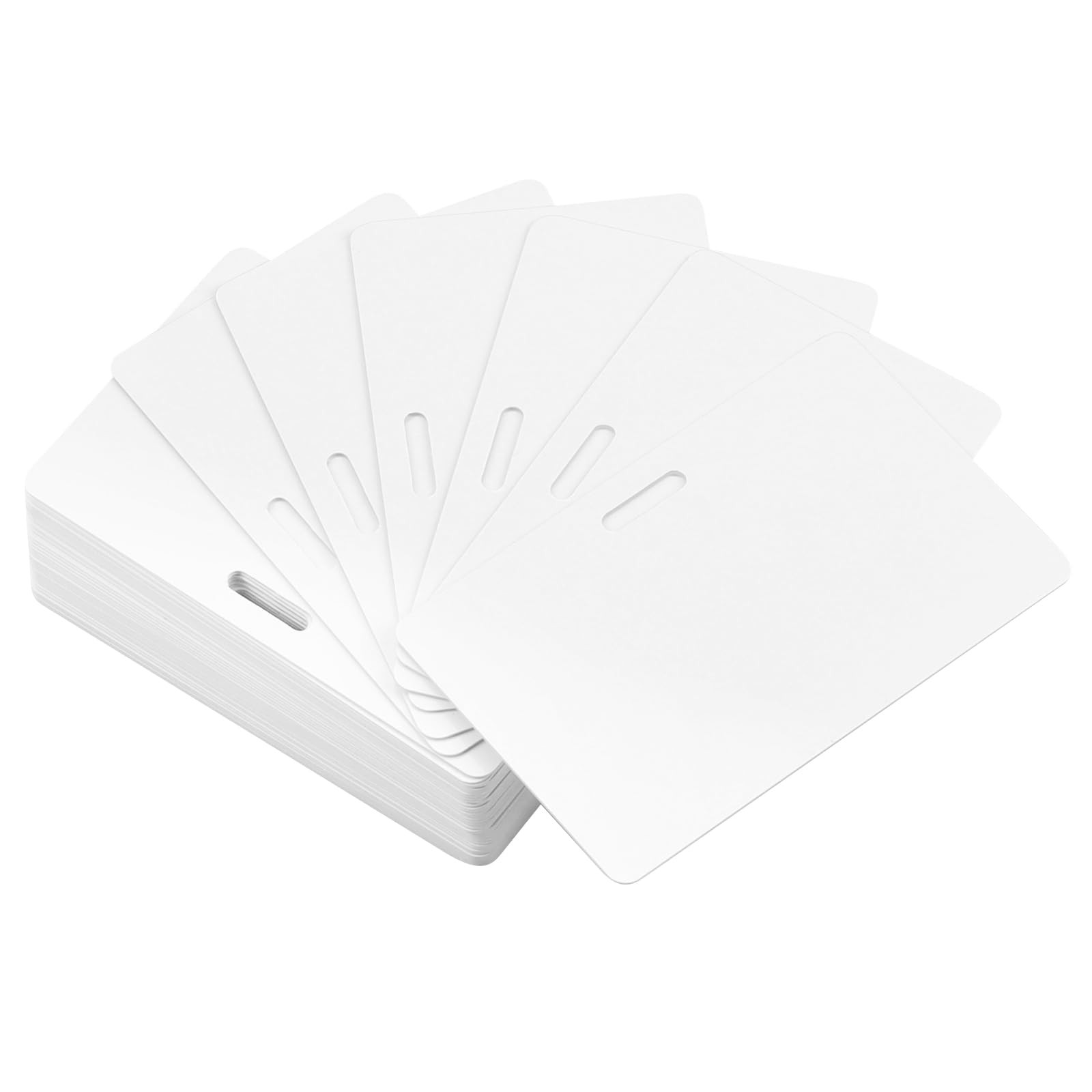 50 Pack Premium Blank PVC Cards with Horizontal Slot Punch CR80 30 Mil Plastic