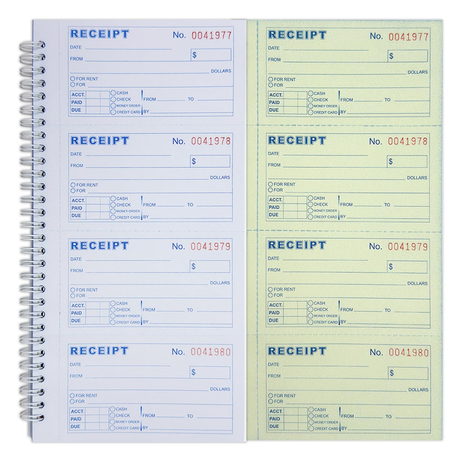 Money and Rent Receipt Book 2-Part Carbonless 5-1/2 x 11 Spiral Bound 200 Set…