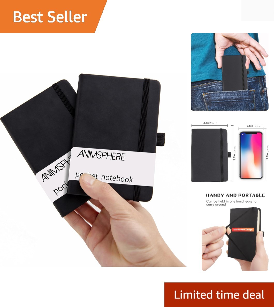 Minimalist 2-Pack Pocket Journal with Pen Holder & Page Markers – 4×5.7 Inches