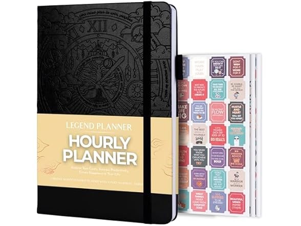 Hourly Planner w/ Time Slots Black A5 (5.5” x 8.3”)