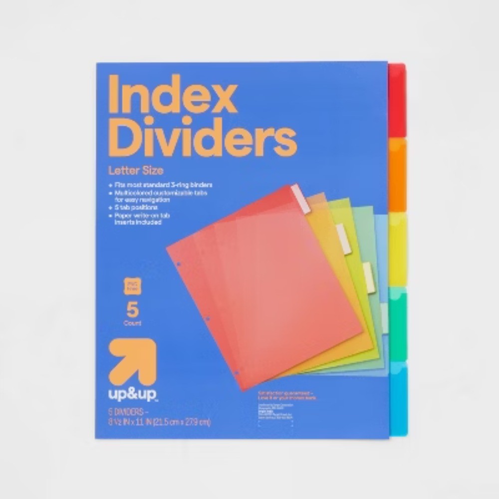 8ct Plastic Letter Index Dividers