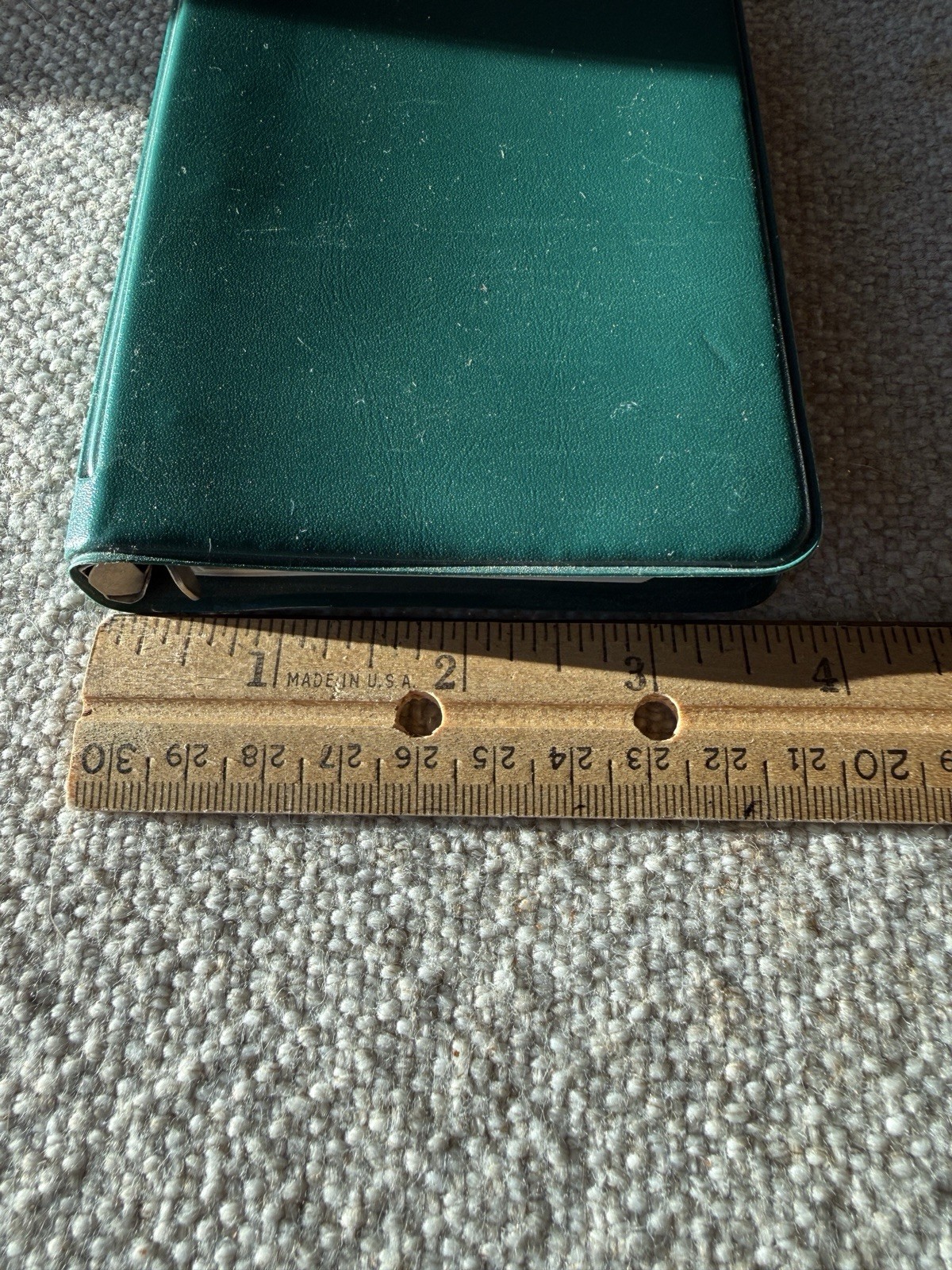Vintage Small Green 6-Ring Binder Pocket Memo Book Planner 5×3 MCM Notebook