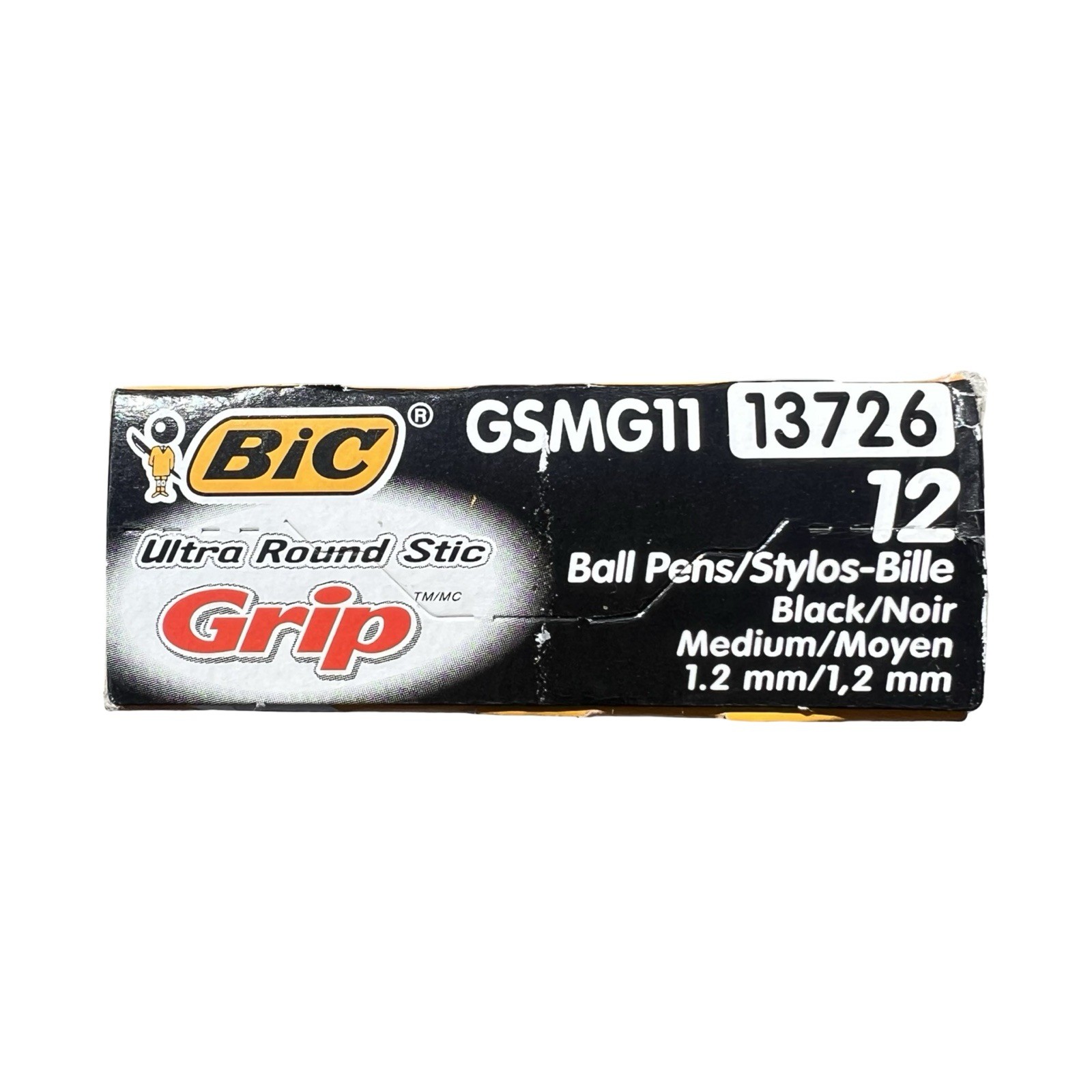 LOT OF 10 BIC Ultra Round Stic Grip Ball Pens Black 1.2mm Medium 12 Pack GSMG11