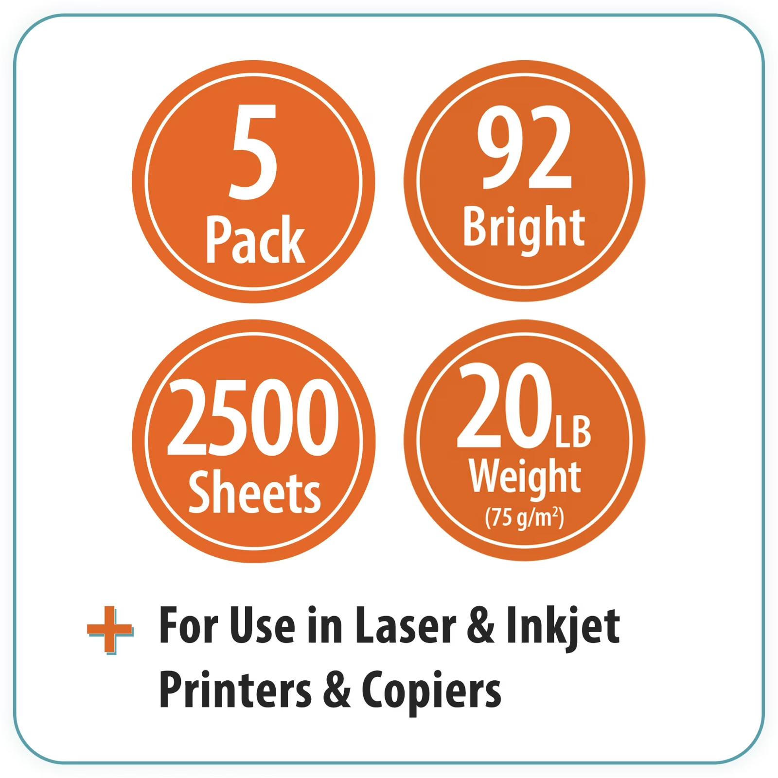 Pen +Gear Copy Paper, 8.5″ x 11″, 92 Bright, 20 lb White 5 Ream Case 2,500sheets