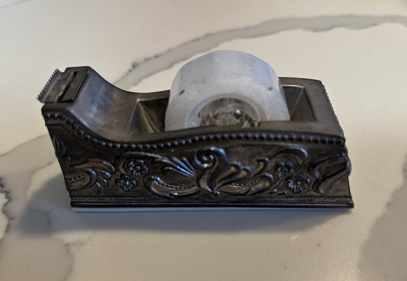 Vintage 1991 Godinger Silver-Plated Victorian Style Tape Dispenser 5” Rare