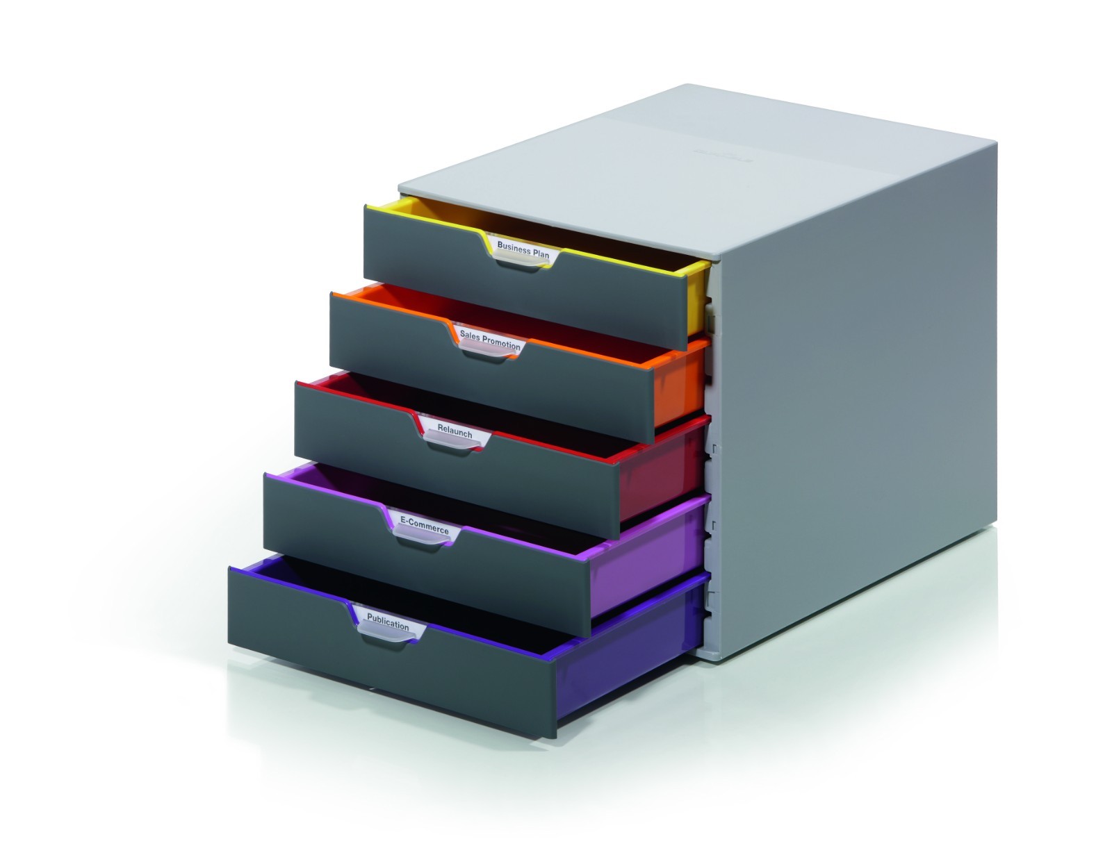 VARICOLOR 5 Drawer Color Coded Desktop Organizer Letter Size Gray Durable