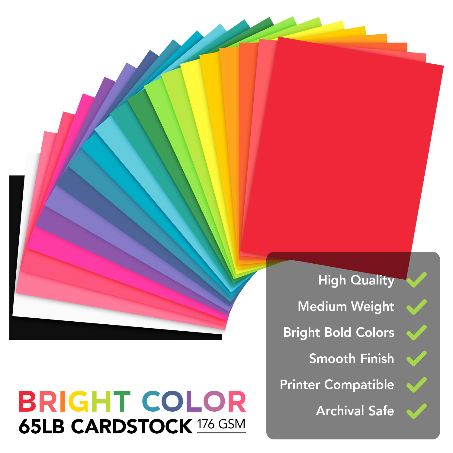 Fireball Fuchsia Bright Color Cardstock, 65lb Cover (176GSM), 8.5 x 11, 250 Qty