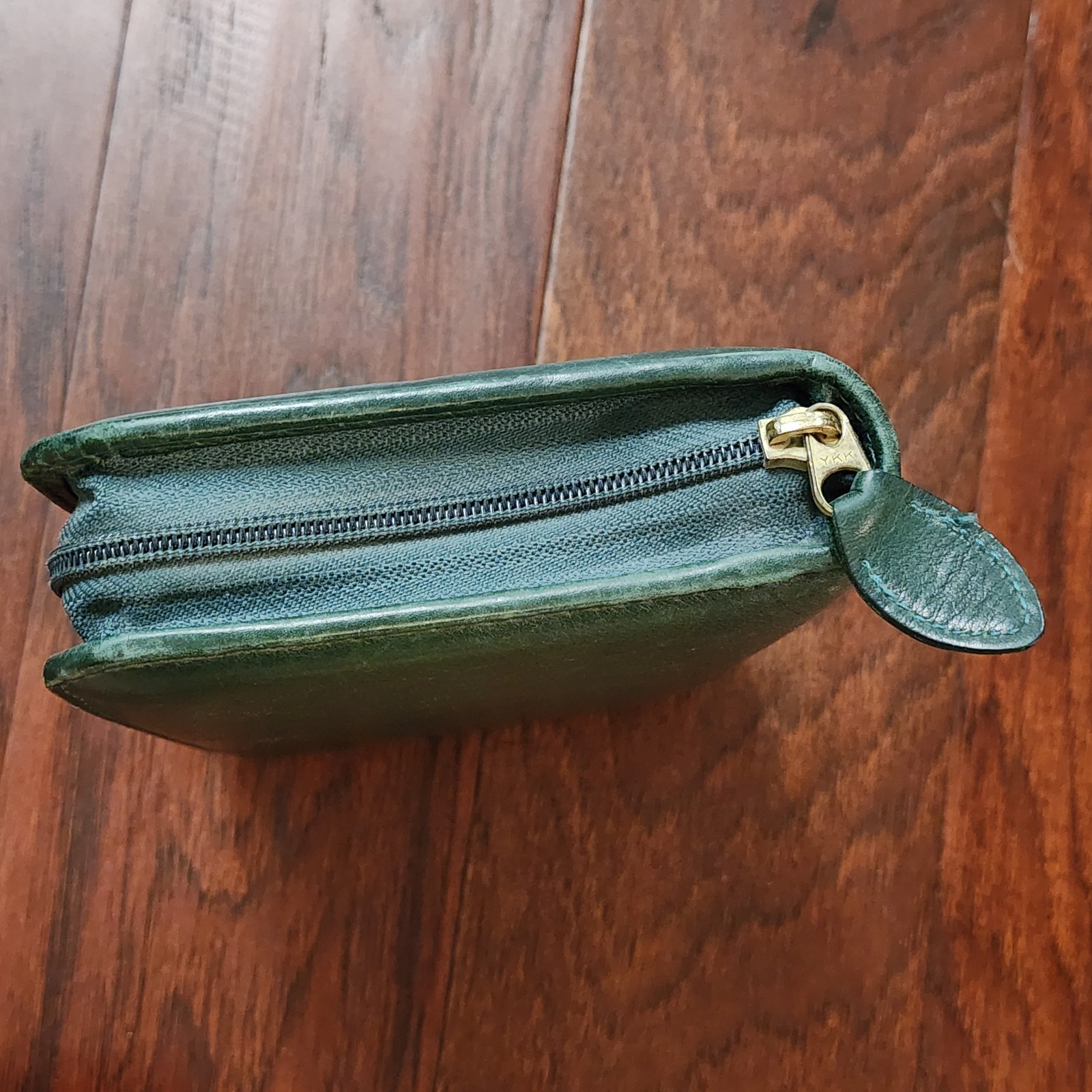 Day-Timer Green Leather 6 Ring Planner Organizer 8.5″x 5.5” Zip Around Small EUC