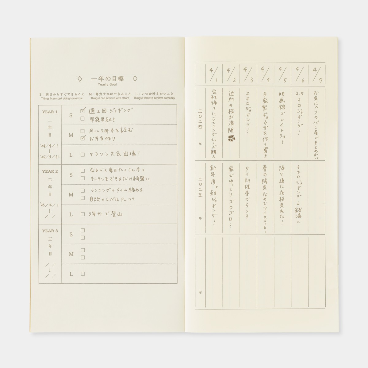 Traveler’s Notebook Refills Mizushima Adult One-Line Three-Year Diary Refill