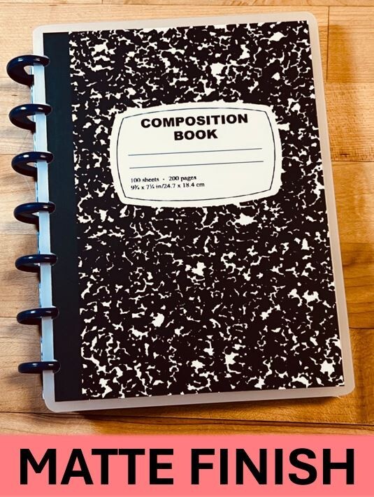 MATTE Composition Book Front & Back Cover Set 4 use with MINI HAPPY Planner-