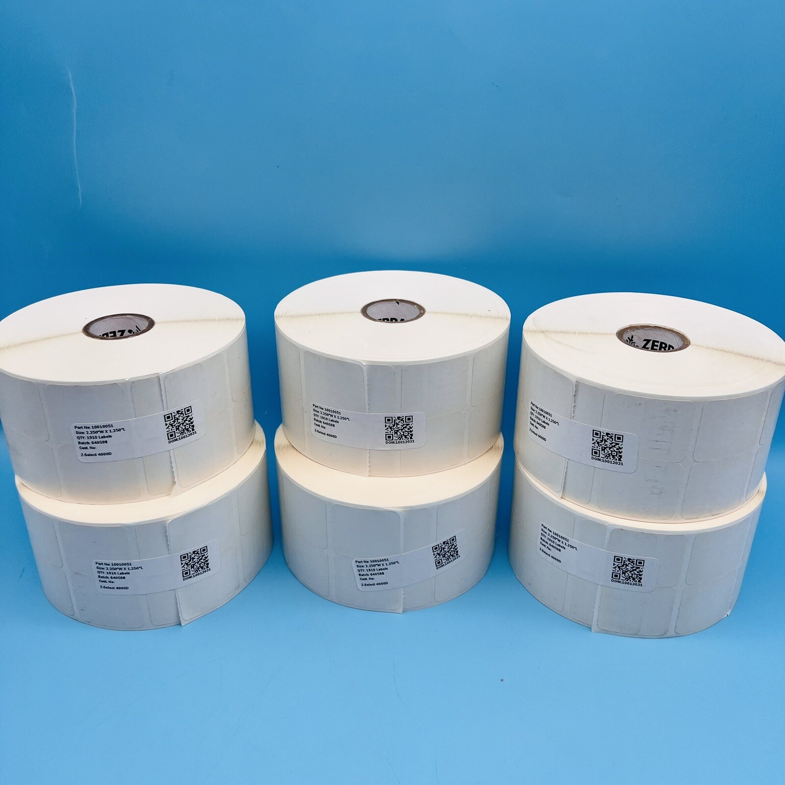 Zebra Z-Select 4000D Labels (2.25″x1.25″) 1910 per roll 6 rolls OEM 10010051