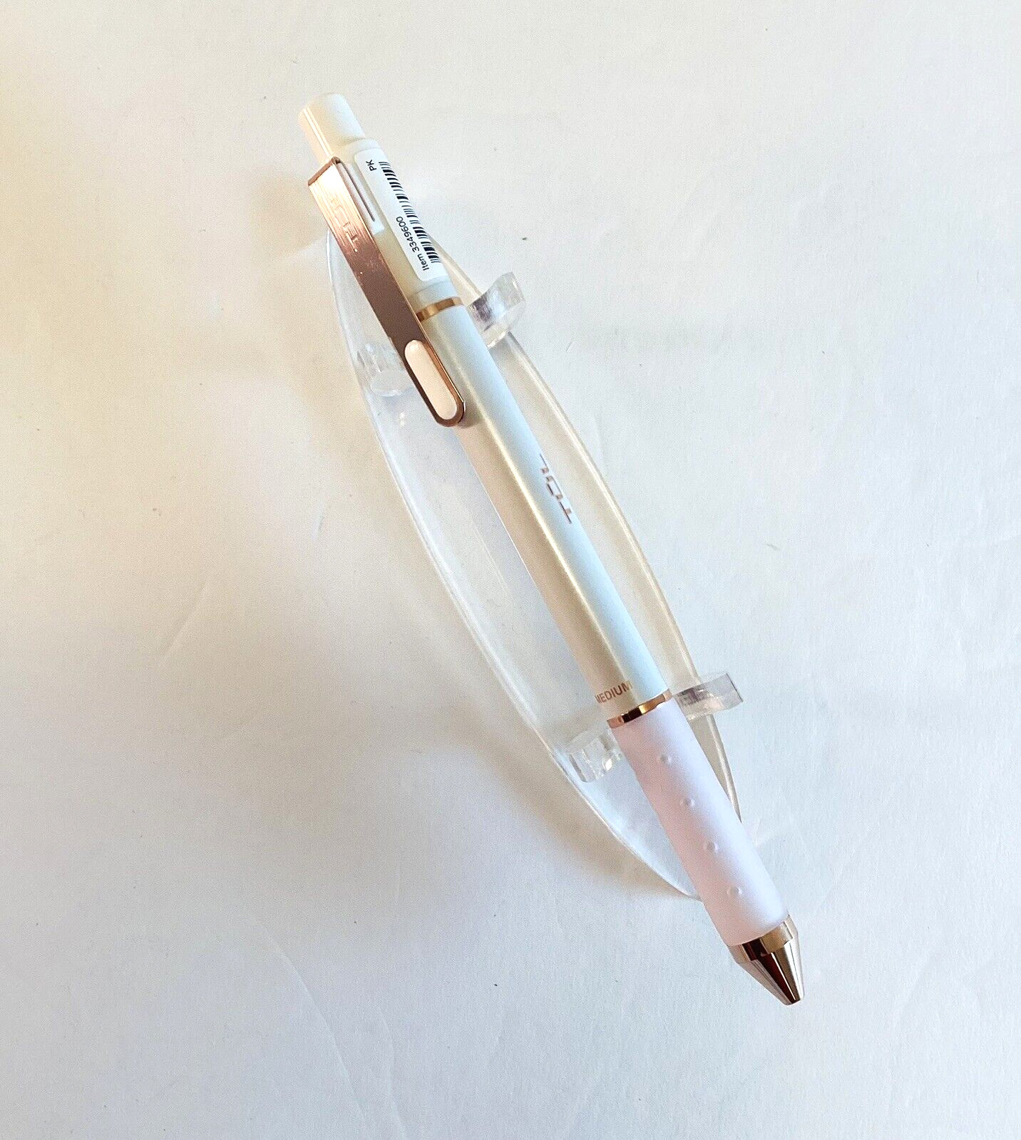 TUL Pearl White Barrel Pen Retractable BLUE Gel Ink, Rose Gold Limited Edition