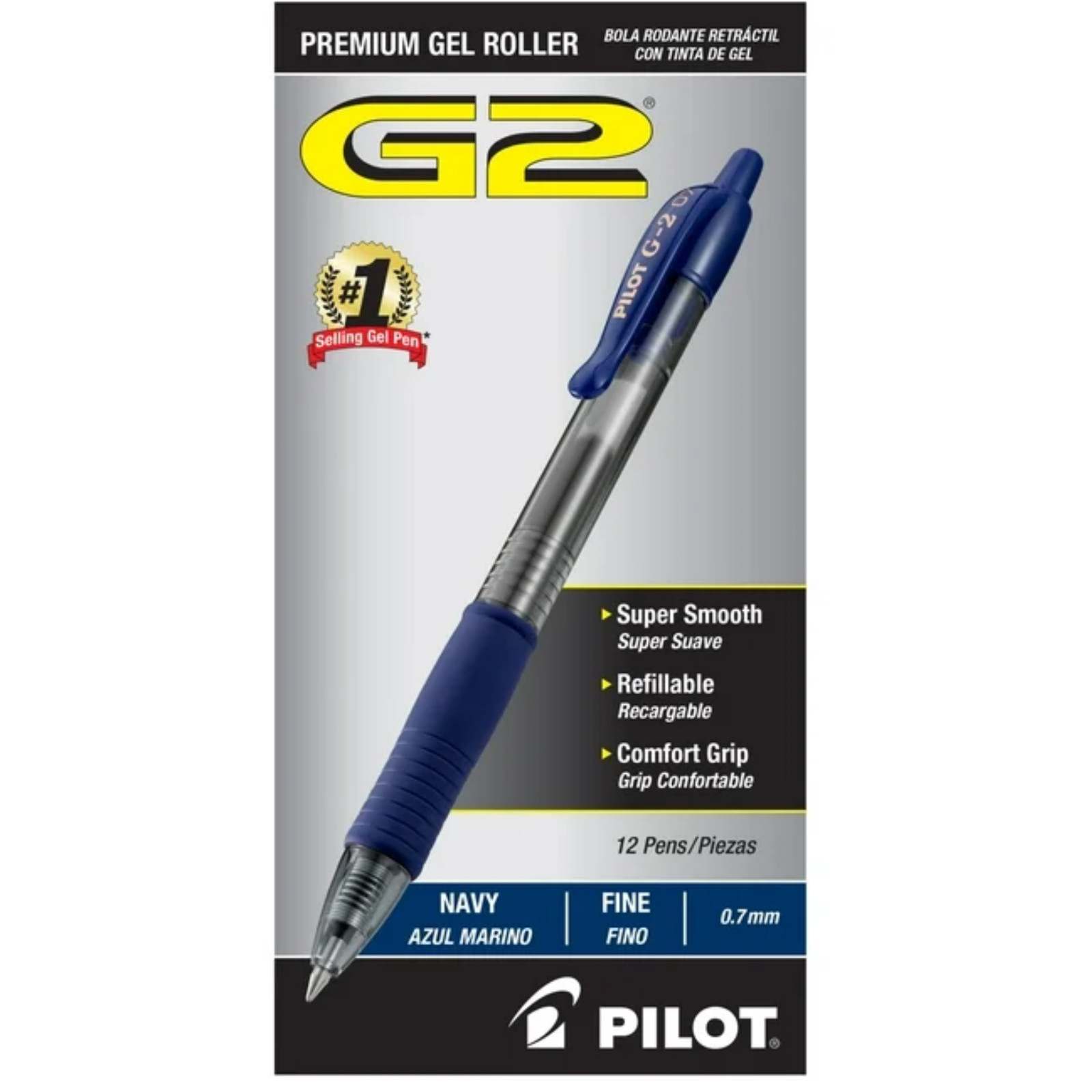 Pilot G2 Retractable Premium Gel Roller Pens Fine Point 0.7 mm BLUE 12 count NEW