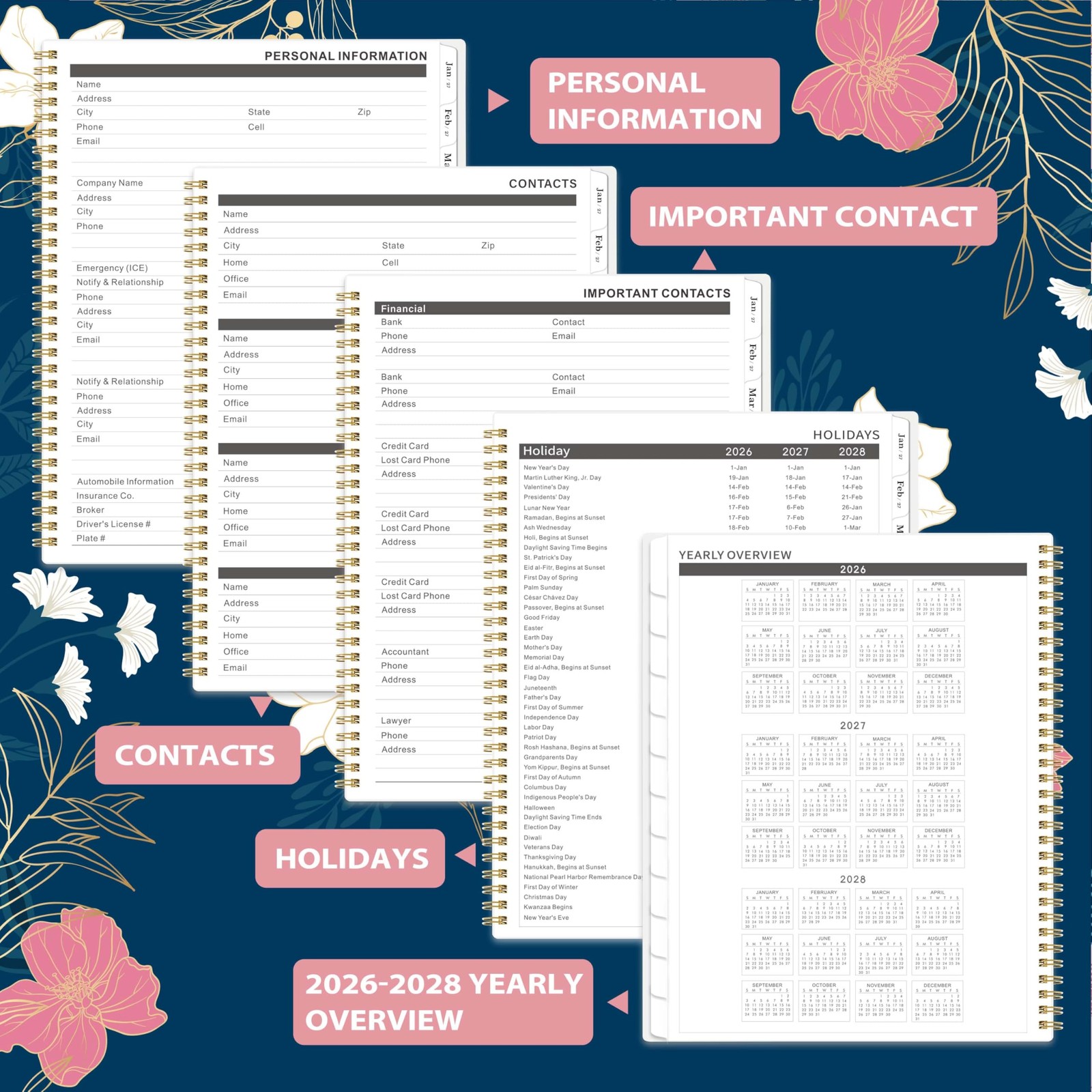 2026-2028 Monthly Planner/Calendar – Jul. 2026 – Jun. 2028, 9″ x 11″, Calendar