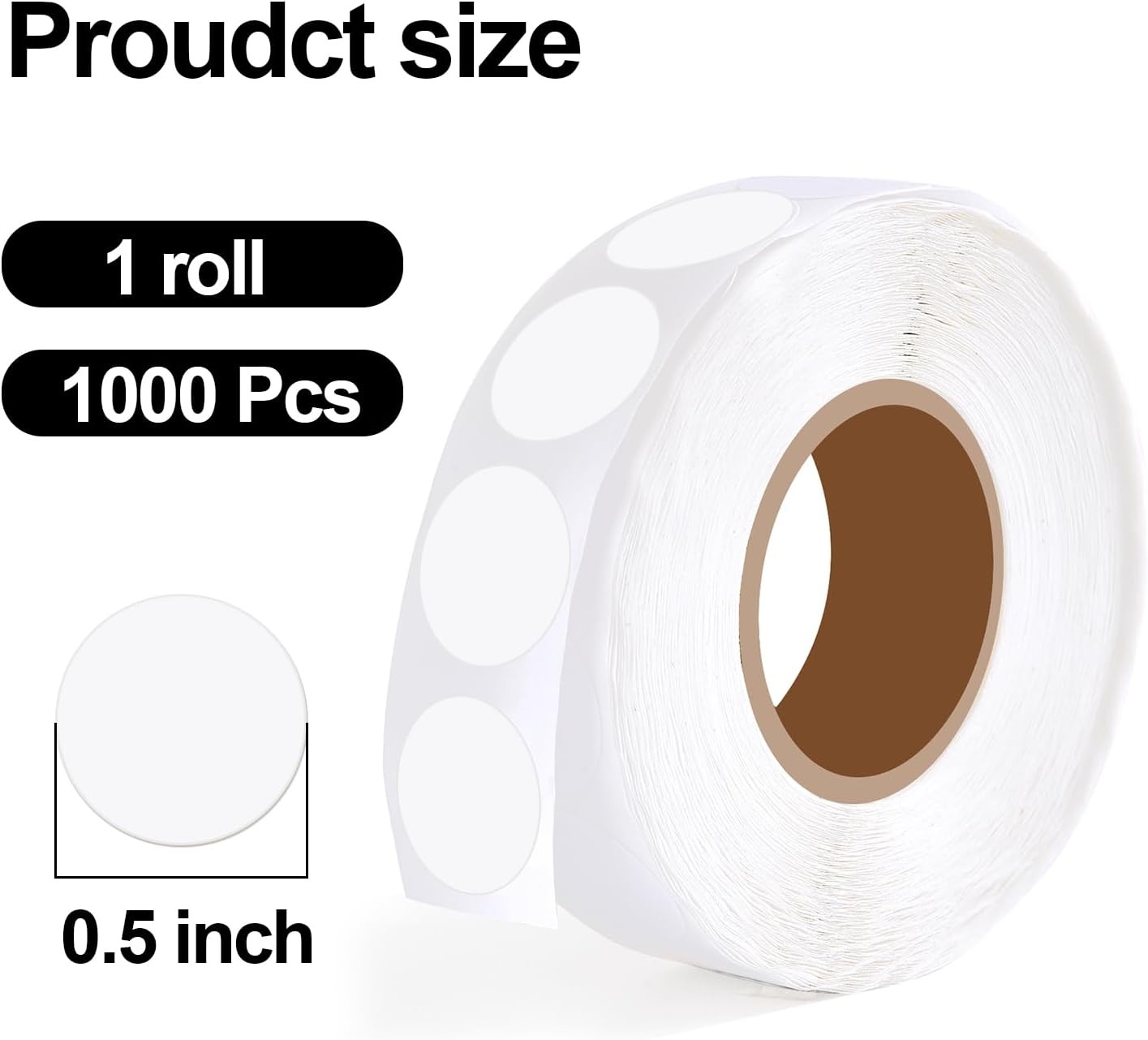 1000 PCS Dot Stickers 1/2 Inch Circle Small round Coding Labels, Blank White Col