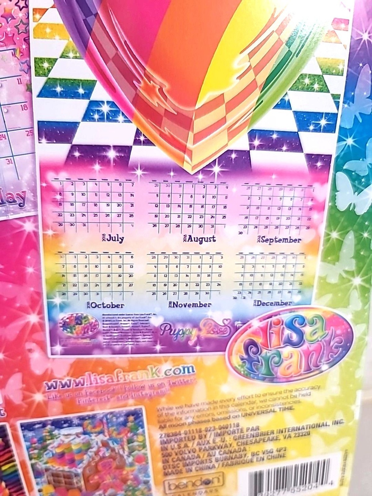NEW Sealed Lisa Frank New 2019 Calendar 12 Month Wall Hanging Year