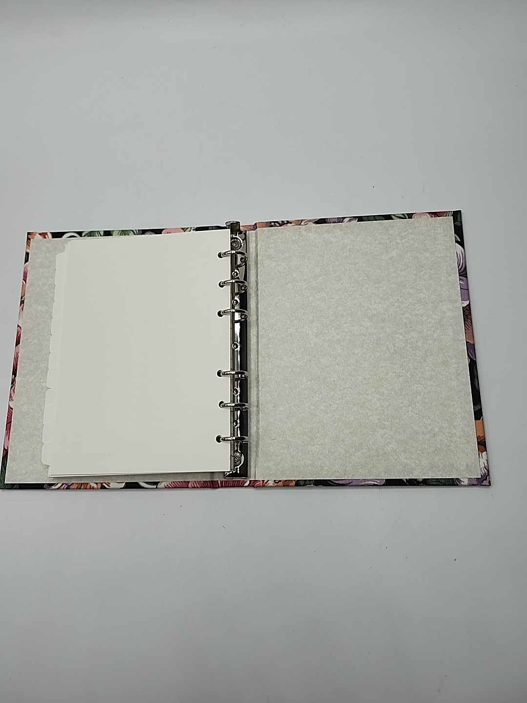Vintage CR Gibson Floral Fabric Covered 6 Ring Refillable Address Book