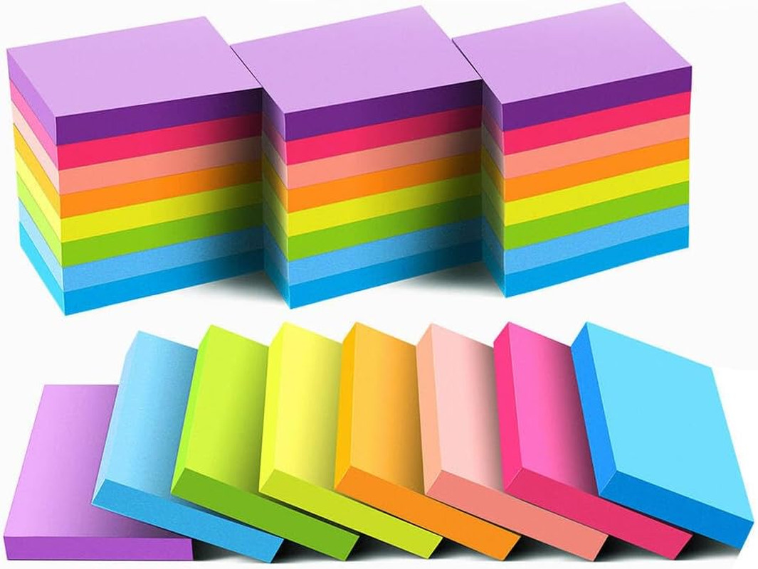 Mini Sticky Notes 1.5X2 Inches, Bright Colors Self-Stick Pads, 24 Pack, 75 Sheet