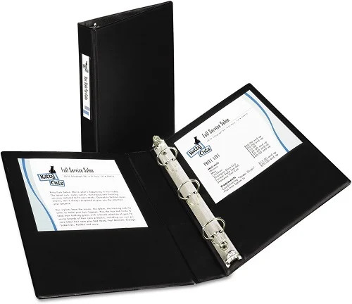 5.5×8.5in Mini Durable Binders w/Round Rings Holds 5.5×8.5in Paper 1in Black