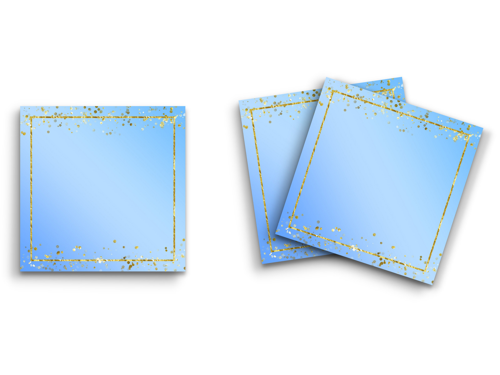 Sticky Notes 3 Pack 3″x3″ 50ct Light Blue Gold Glitter Border Elegant Design