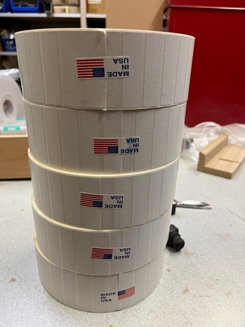 5 Rolls Perforated 2.25x.625 Direct Thermal LabelsE MADE IN USA SEE DESCRIPTION