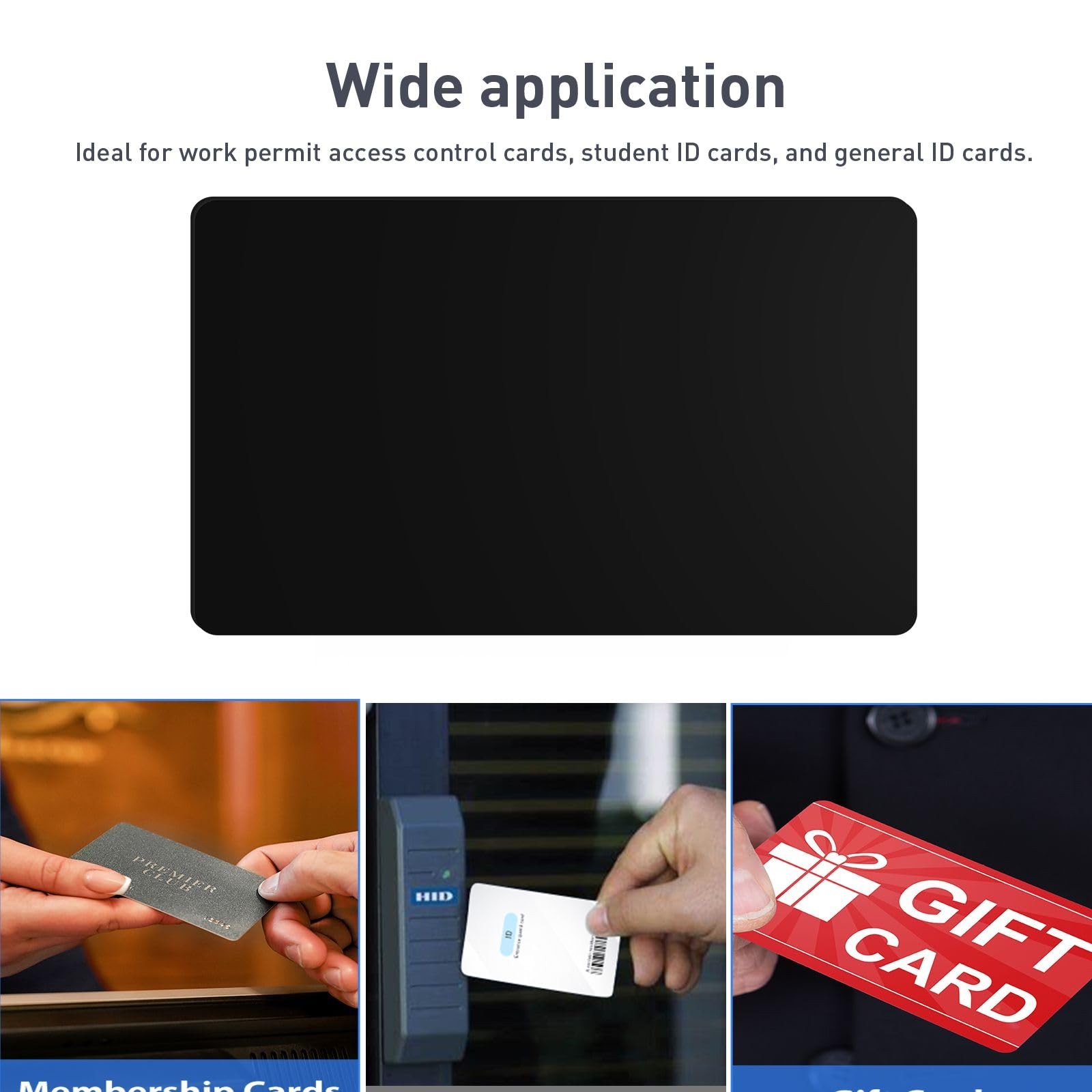 Premium Blank Black PVC ID Card Badge Graphics Quality CR80 30Mil 500 Pack