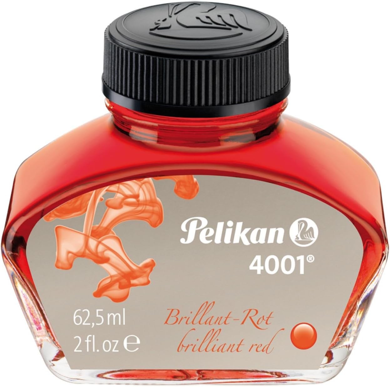 Pelikan 4001 Bottled Ink for Fountain Pens, 2.1 fl oz, Brilliant Red