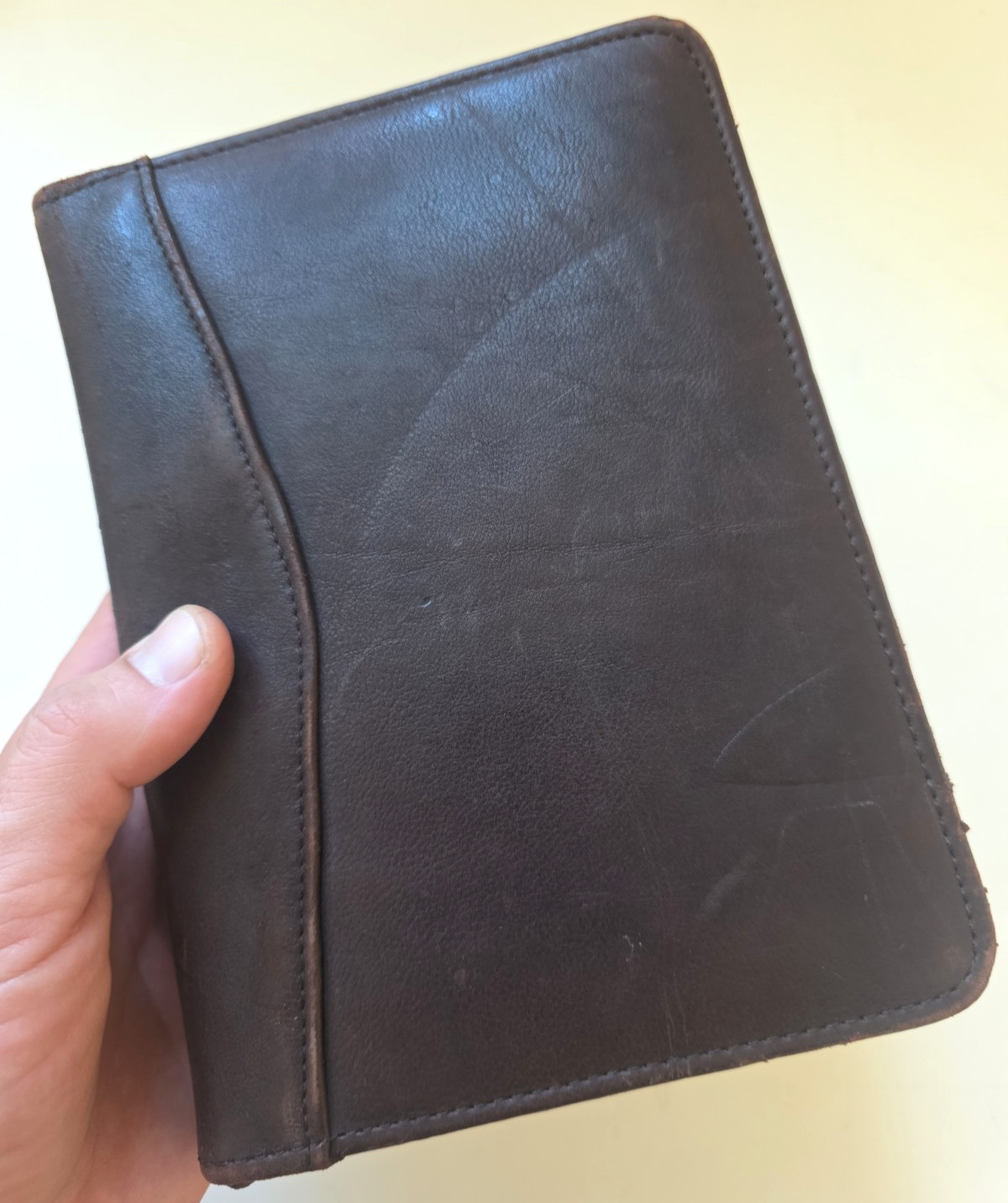 Franklin Covey Brown Top Grain Cowhide Leather Classic Full Zip Binder 6 Ring
