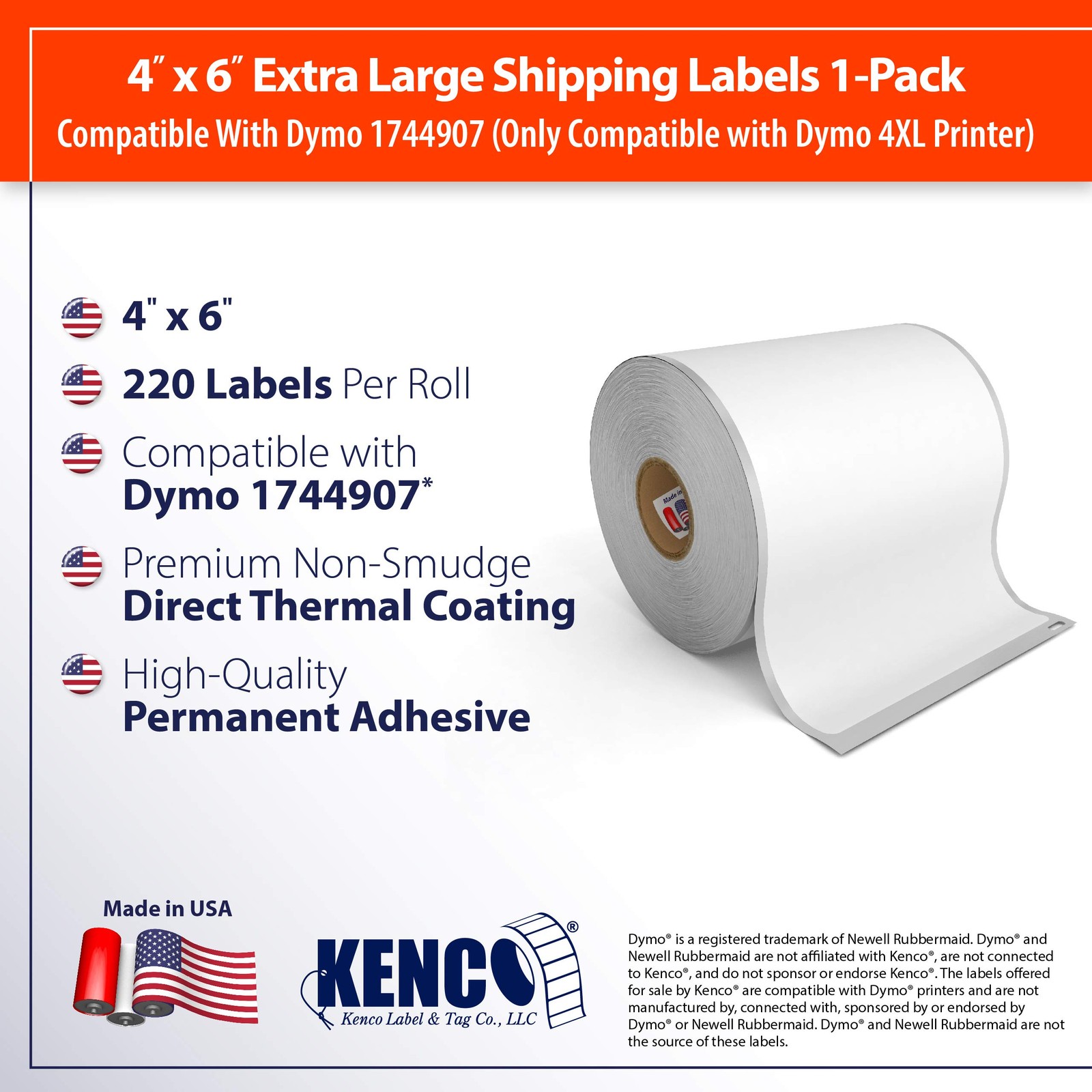 4″ x 6″ Compatible with Dymo 4XL Postage Shipping Labels, Compatible with Dymo