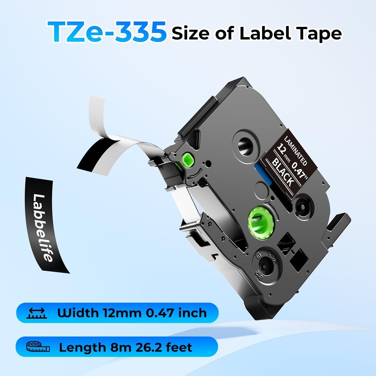 5PK Label Tape TZ-334 TZe-334 Gold on Black 12mm for Brother P-Touch PTD210 H110
