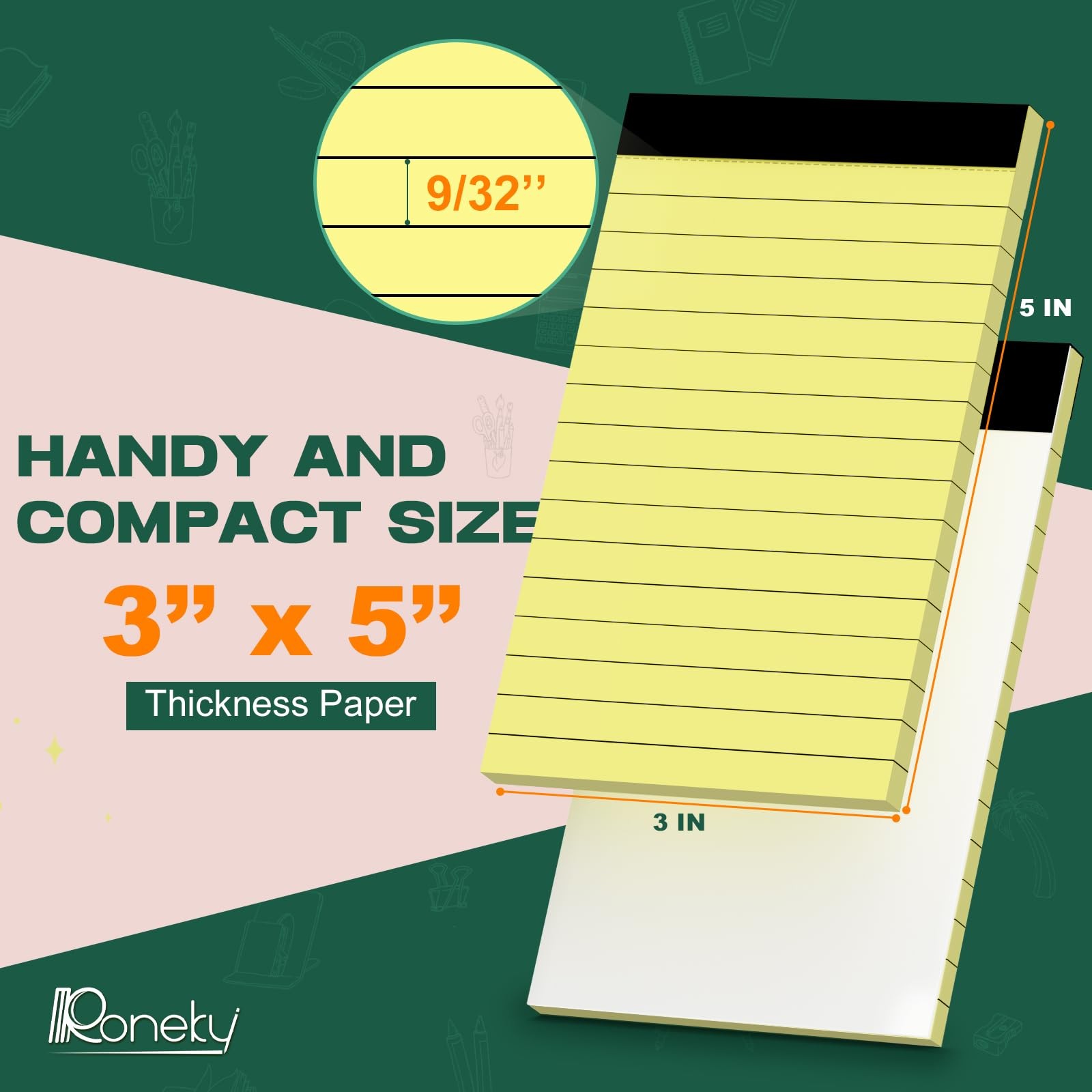 8 Pack Small Note Pads 3×5 In, College Ruled 3 x 5” Notepads Server Note Pad